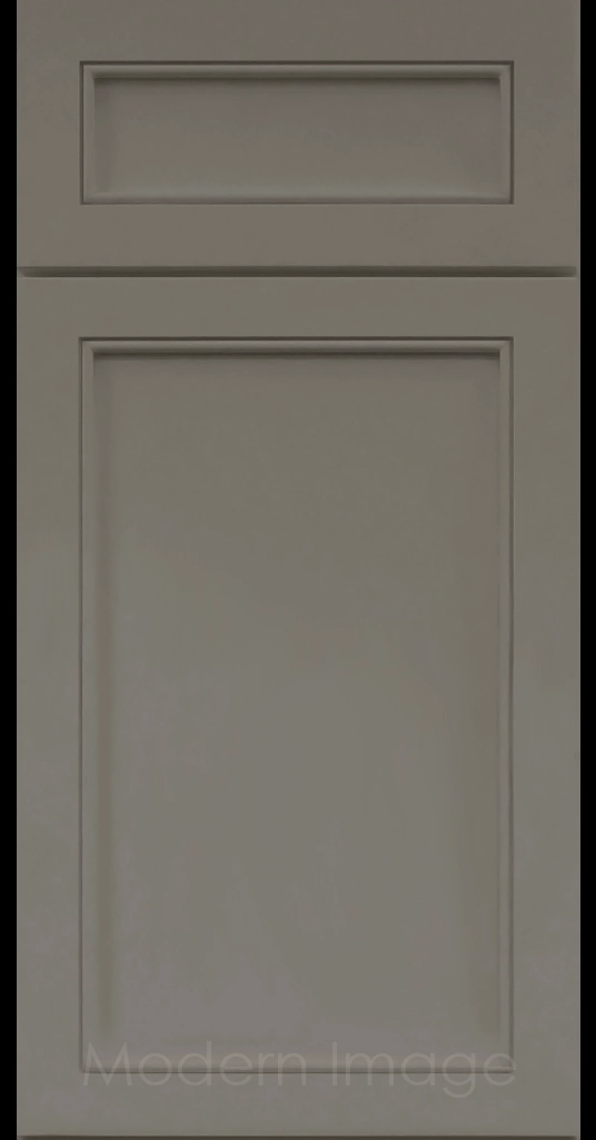 Alpine Slim Cabinet Door a narrow Stile & Rail Surrounding a flat center panel in a Wind Matte Custom Paint